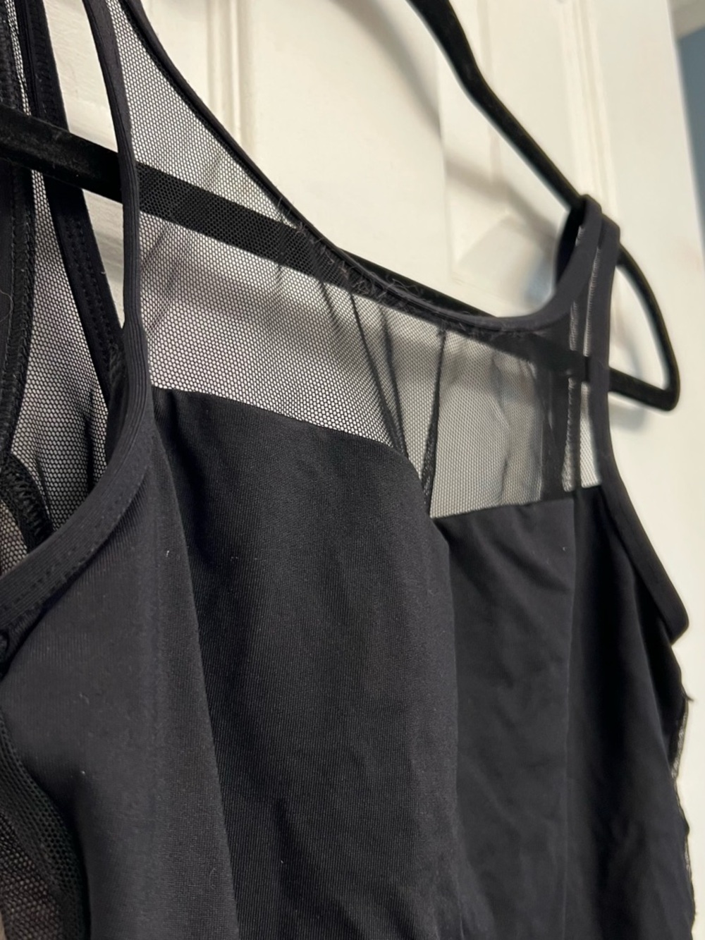 Natalie Dancewear Black Mesh Paneled Leotard